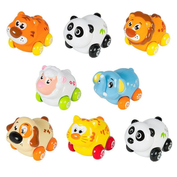 Cartoon Animals Friction Push and Go Toy Cars Play Set for Baby Set of 8